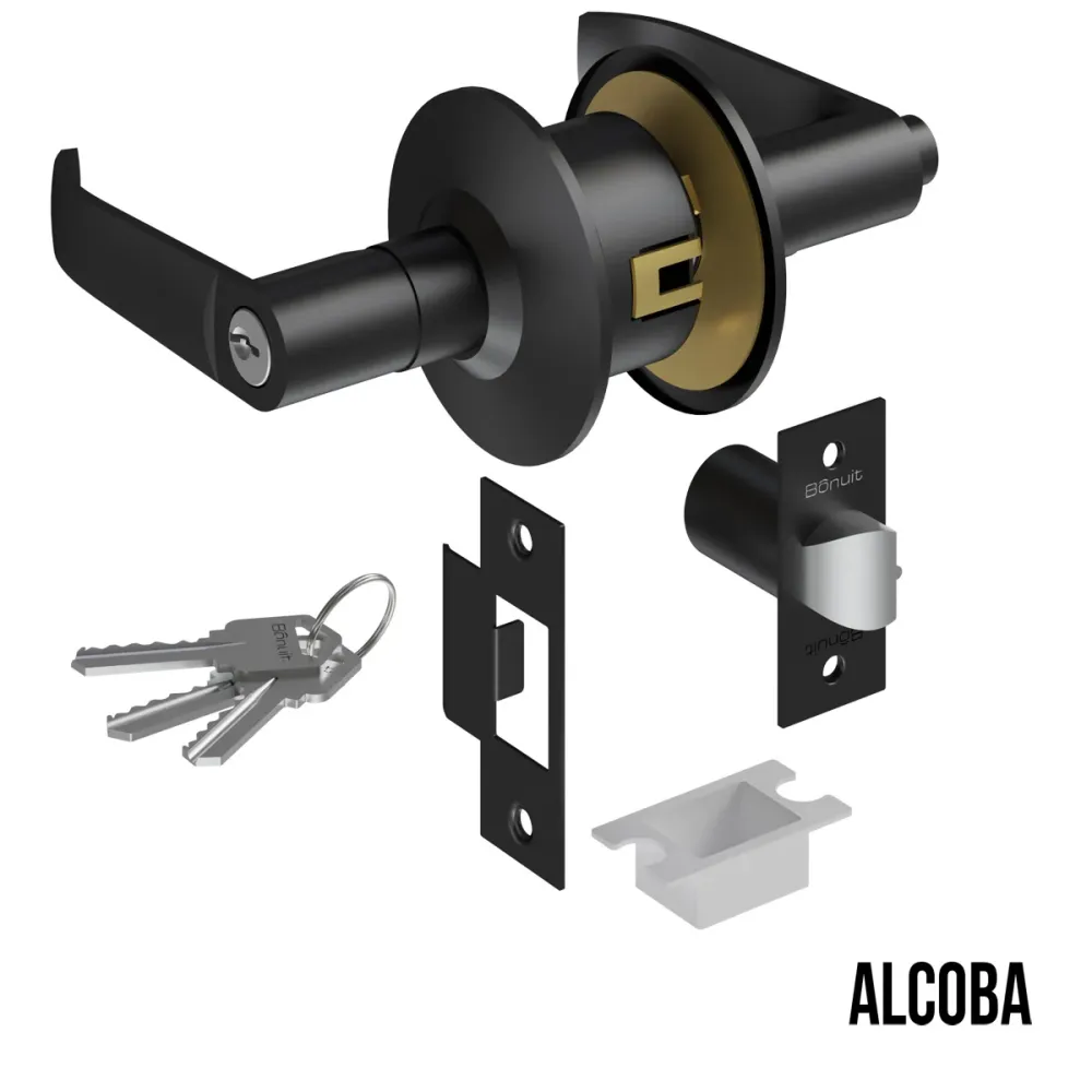 Cerradura chapa palanca estándar cilíndrica para puerta de paso Negro Mobile