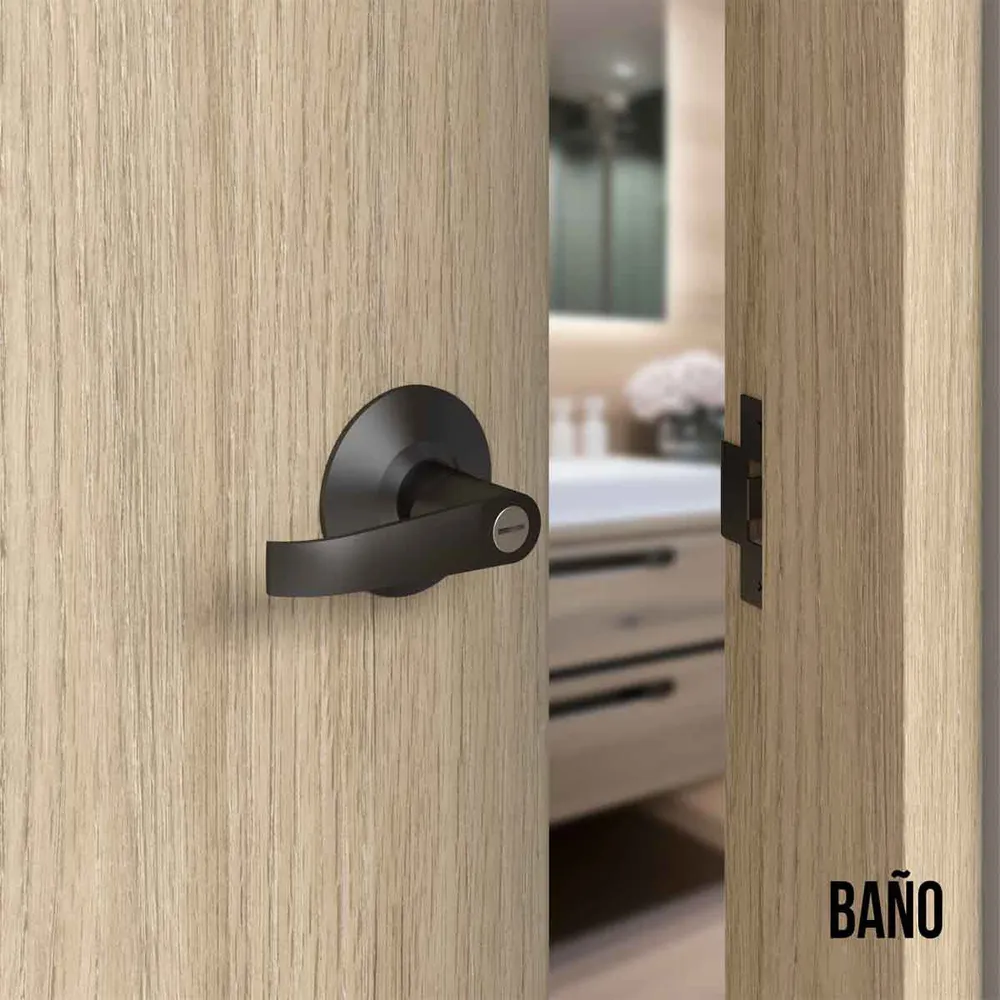 Cerradura chapa palanca estándar cilíndrica para puerta de paso Negro Mobile
