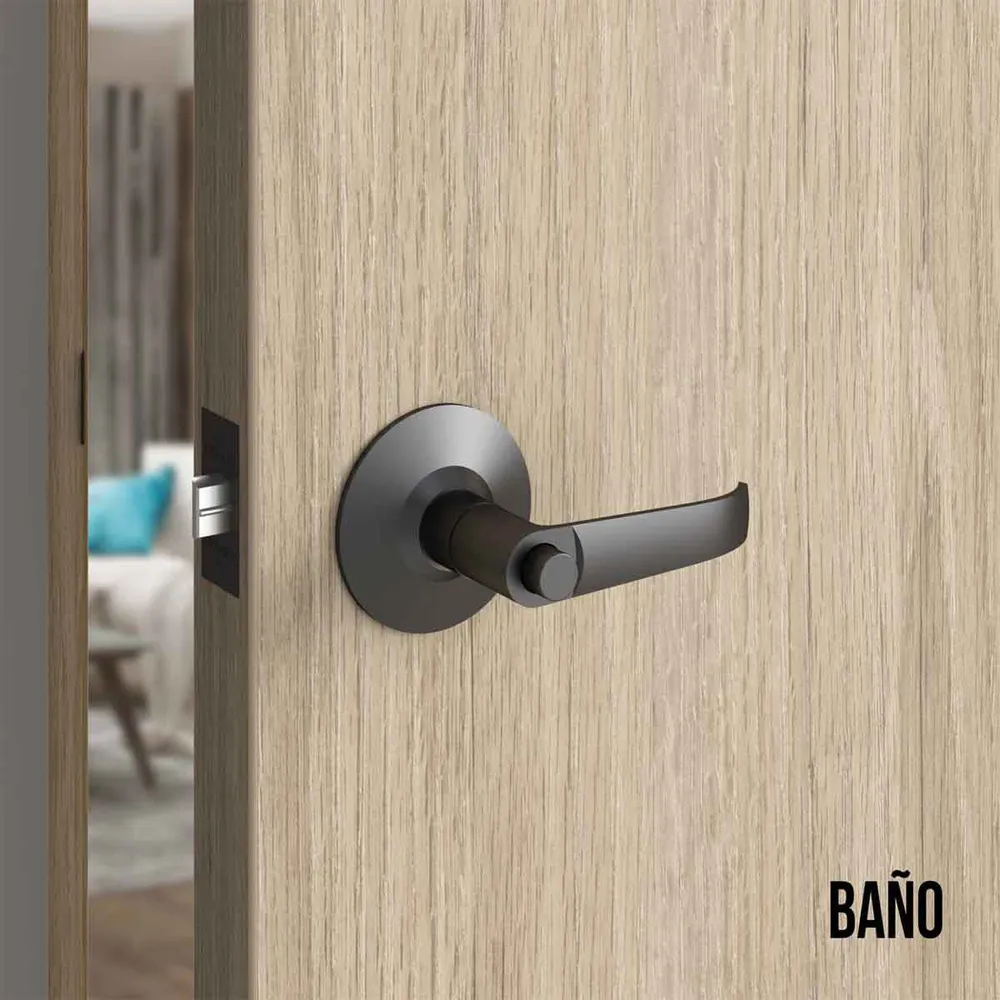 Cerradura chapa palanca estándar cilíndrica para puerta de paso Negro Mobile