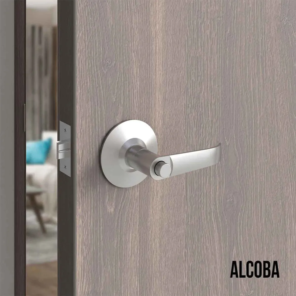 Cerradura chapa palanca estándar cilíndrica para puerta de paso Satinado Mobile