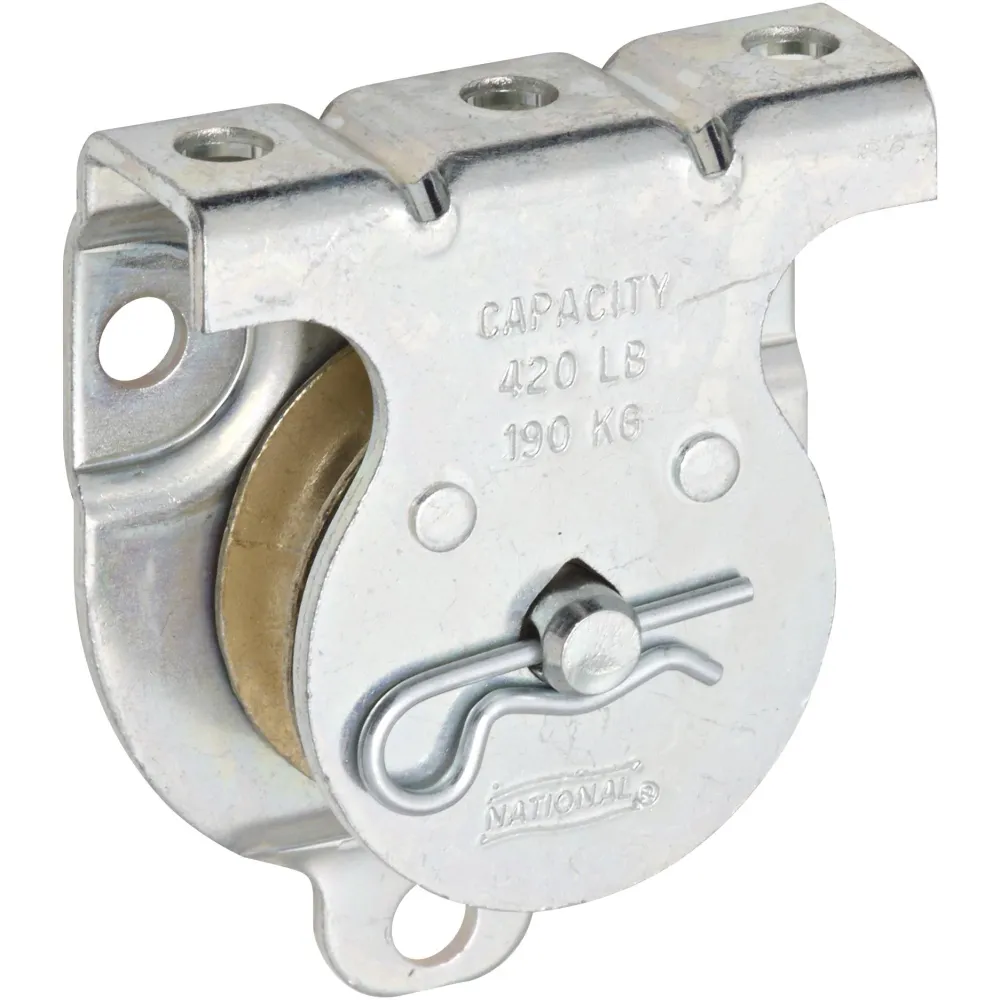 Polea simple 3219BC de 1-1/2" para montaje en pared o techo, resistente al agua, galvanizada National Hardware