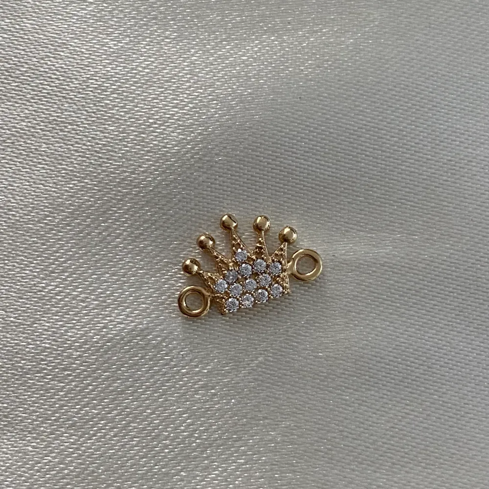 Herraje Corona 0.8gr/1.4cm Oro Amarillo Circon Blanco Oro Nacional