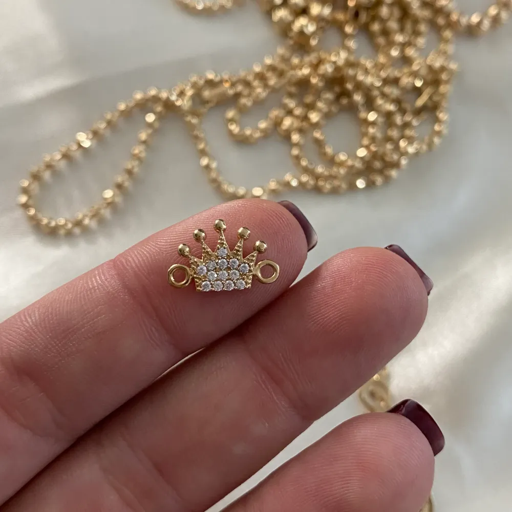 Herraje Corona 0.8gr/1.4cm Oro Amarillo Circon Blanco Oro Nacional