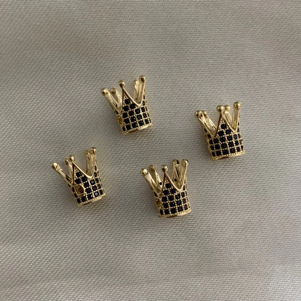 Herraje Corona 1.6gr Oro Amarillo Circones Negros* Oro Nacional