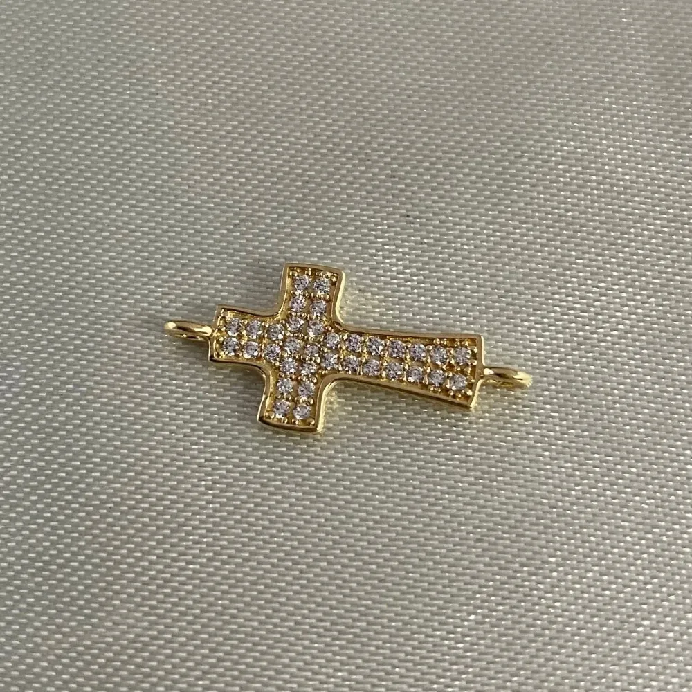 Herraje Cruz 1.0gr/2cm Circones Blancos Oro Amarillo Oro Nacional