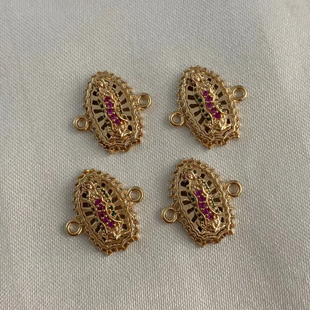 Herraje Virgen Guadalupe 2.6gr/1.6cm Circones Verdes Rosa Blancos Oro Amarillo* Oro Nacional