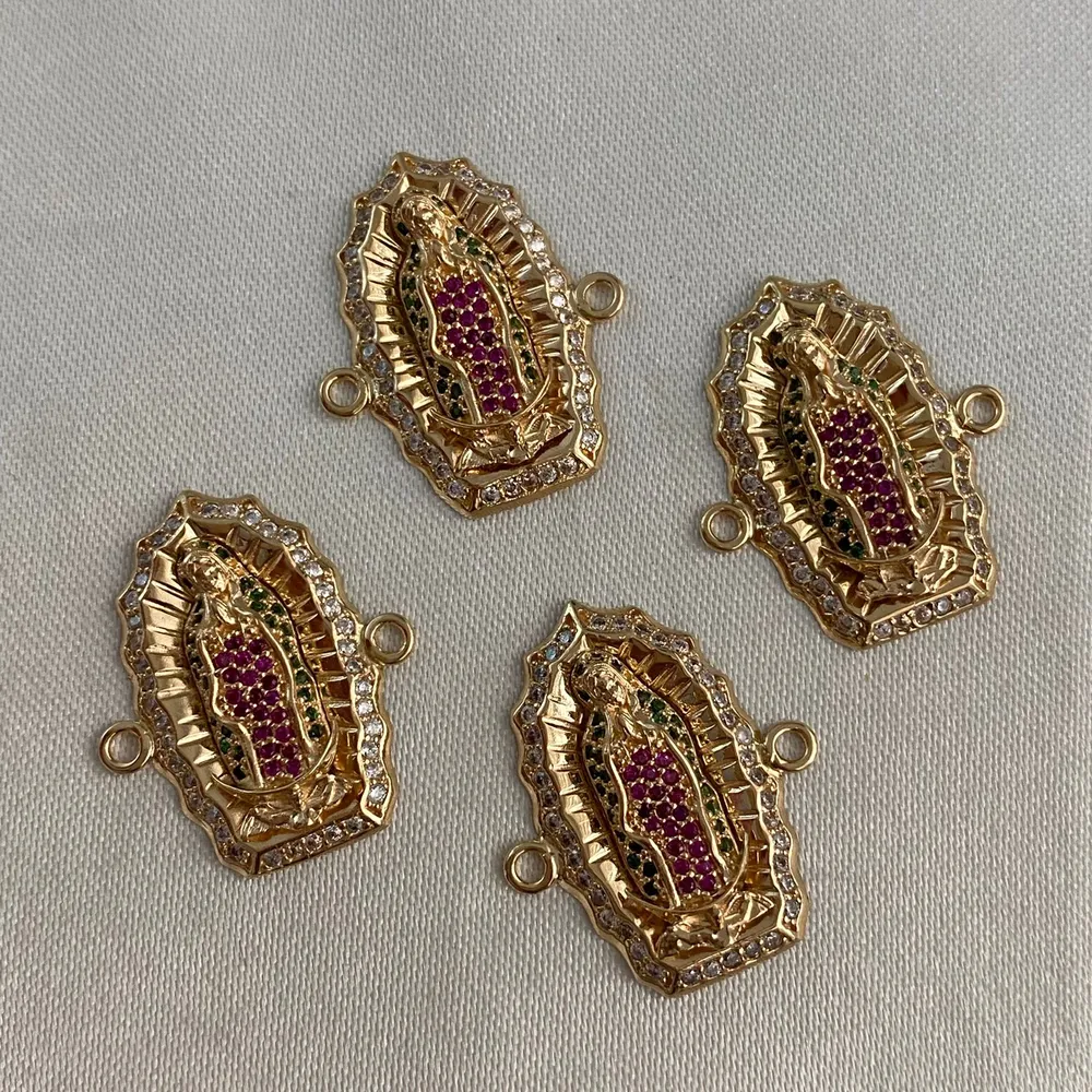 Herraje Virgen Guadalupe 4.7gr/2.2cm Circones Verdes Rosa Blancos Oro Amarillo Oro Nacional