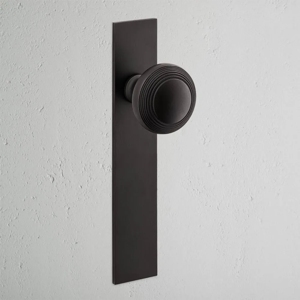 Pomo para puertas Poplar con placa larga (con muelle) - Bronce