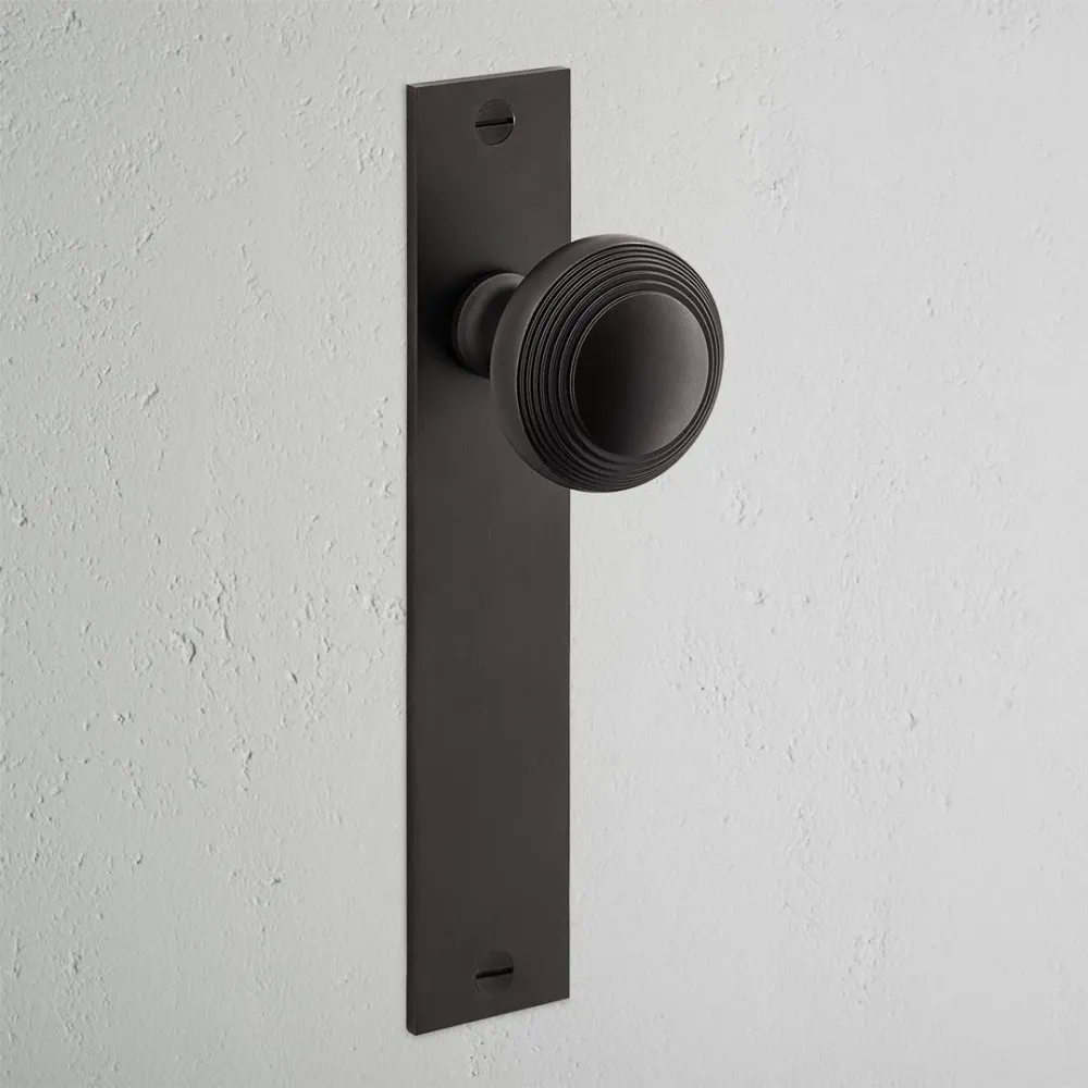 Pomo para puertas Poplar con placa larga (con muelle) - Bronce