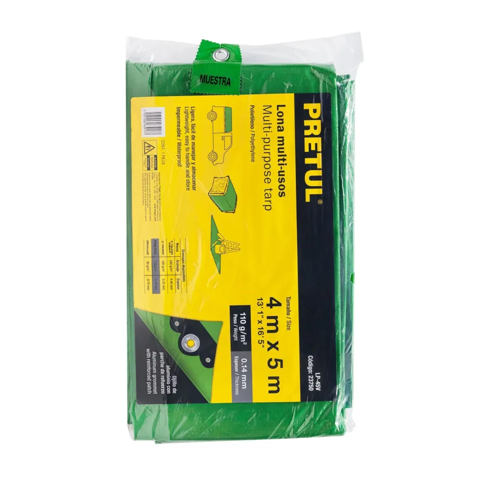 Lona de polietileno 4 x 5 m, verde, 110 g/m2, Pretul