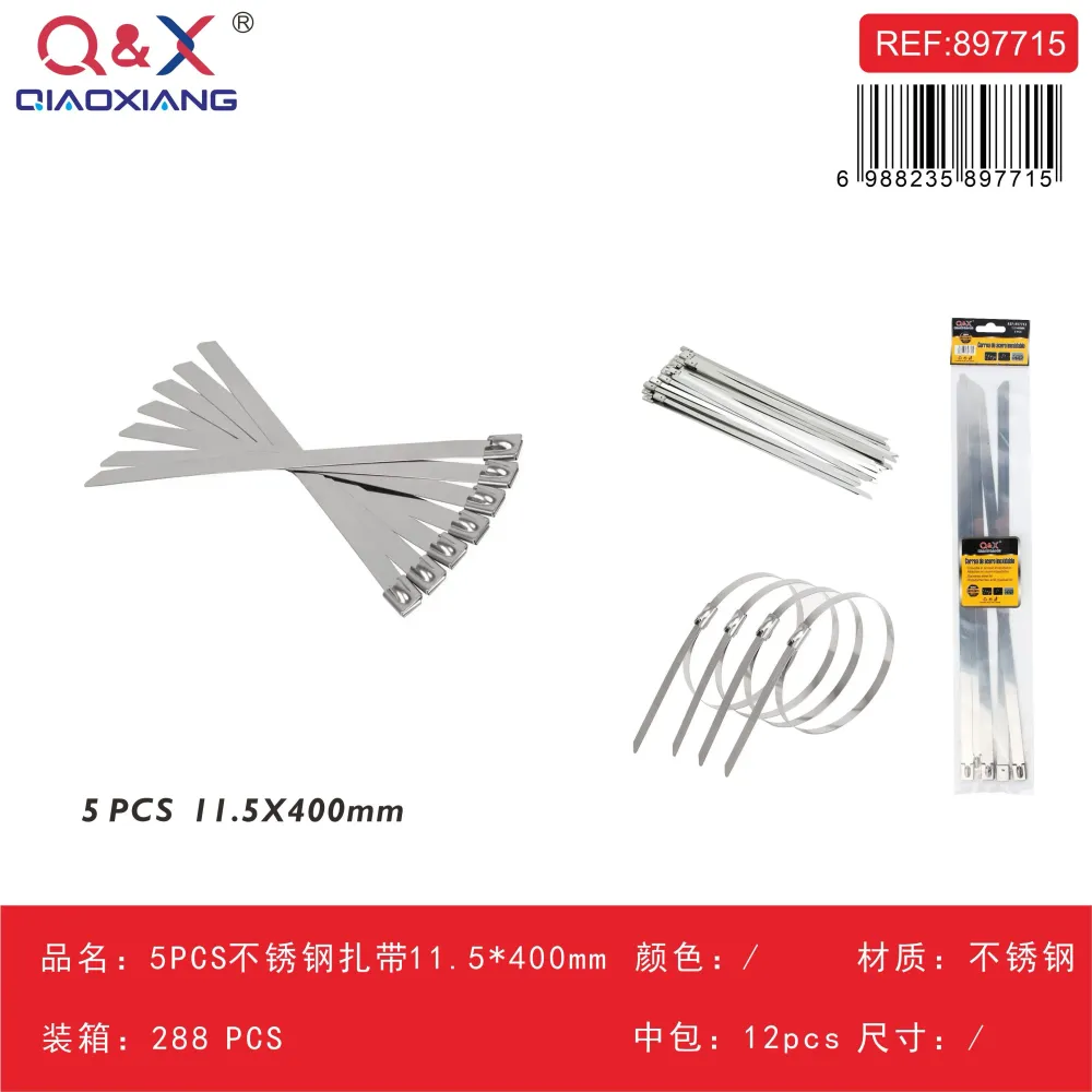 Abrazadera de acero inoxidable 11,5×400 mm 5 pcs Q&X