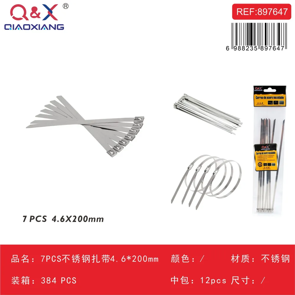 Abrazadera de acero inoxidable 4,6×200 mm 7 pcs Q&X