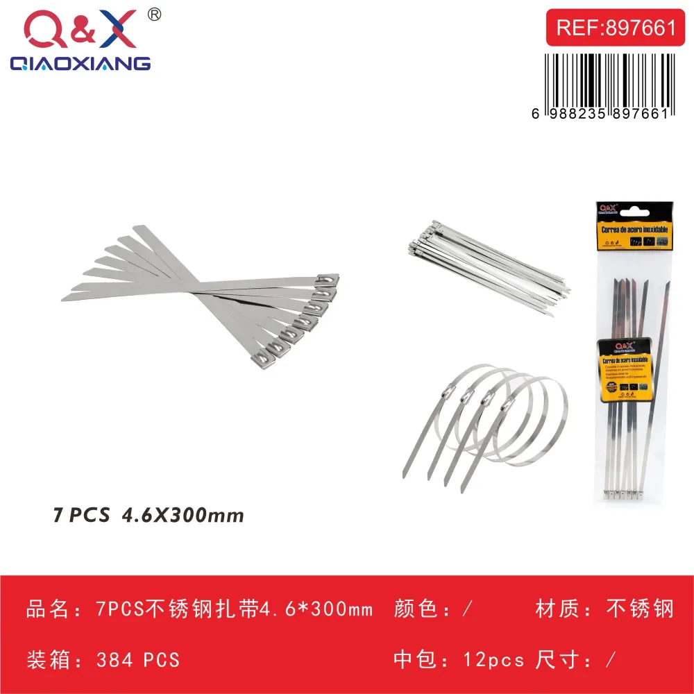 Abrazadera de acero inoxidable 4,6×300 mm 7 pcs Q&X