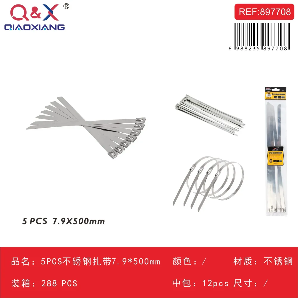 Abrazadera de acero inoxidable 7,9×500 mm 5 pcs Q&X