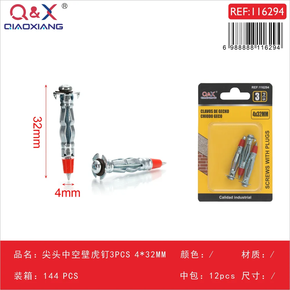 Anclaje hueco punta afilada 4×32 mm 3 pcs Q&X
