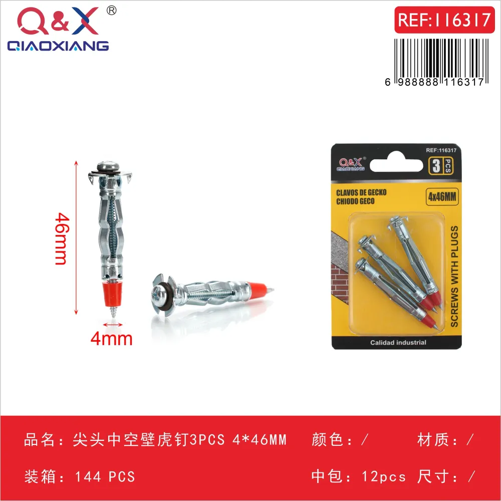 Anclaje hueco punta afilada 4×46 mm 3 pcs Q&X