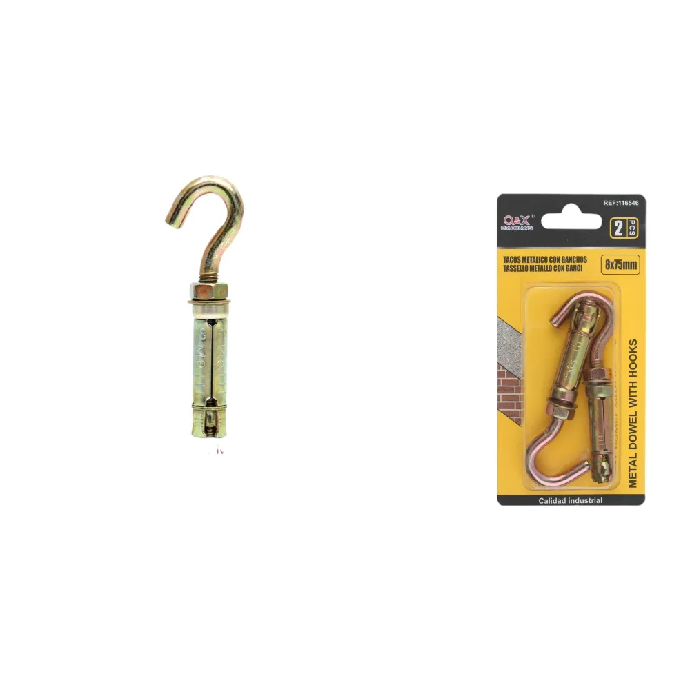 Anclaje metálico con gancho 8×75 mm 2 pcs Q&X