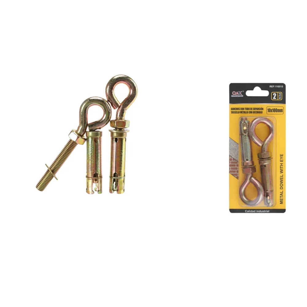 Anclaje metálico con ojo 10×100 mm 2 pcs Q&X