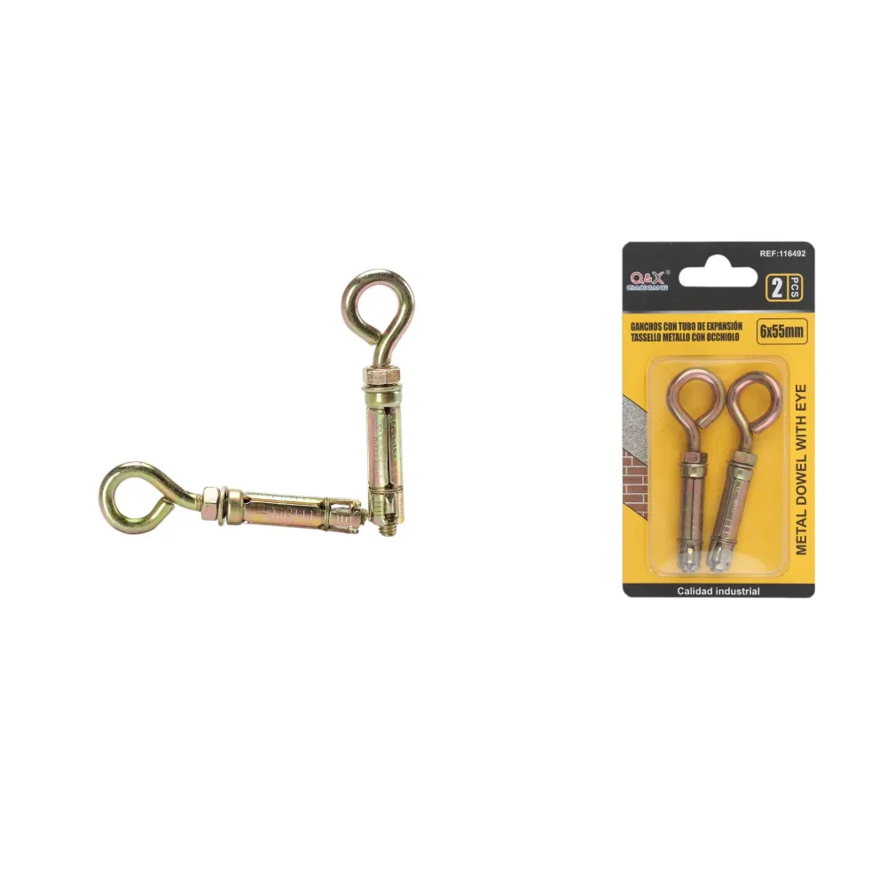 Anclaje metálico con ojo 6×55 mm 2 pcs Q&X