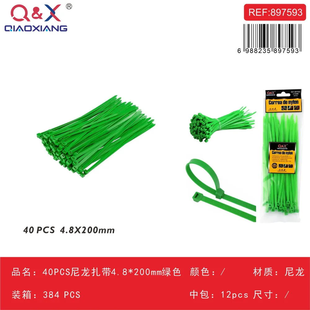 Brida de nylon verde 4,8×200 mm 40 pcs Q&X