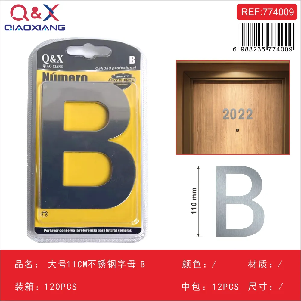 Número acero inoxidable grande 11 cm B Q&X