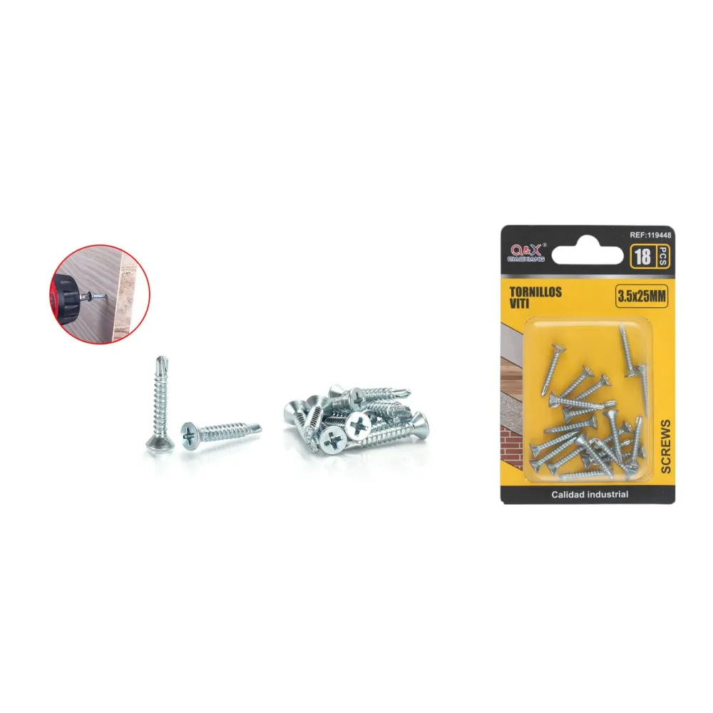 Tornillo autoperforante cabeza avellanada 3.5x25 mm 18 pcs Q&X