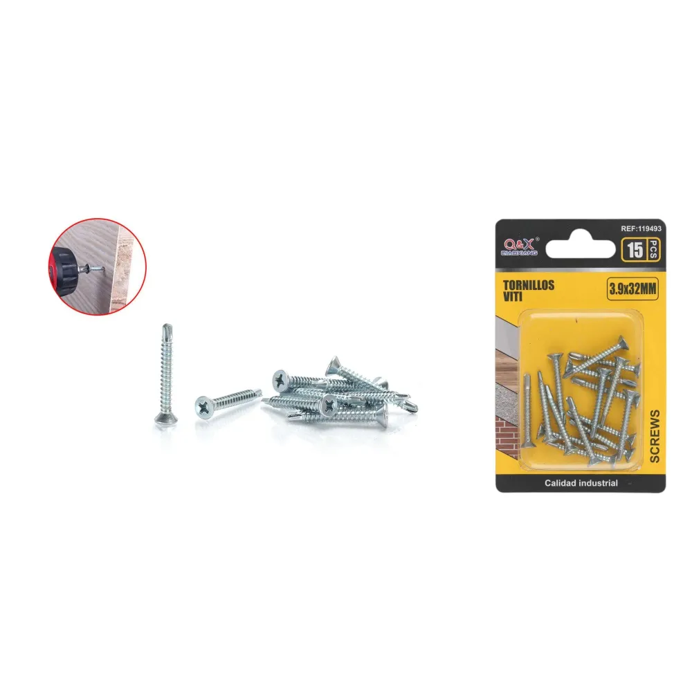 Tornillo autoperforante cabeza avellanada 3.9x32 mm 15 pcs Q&X