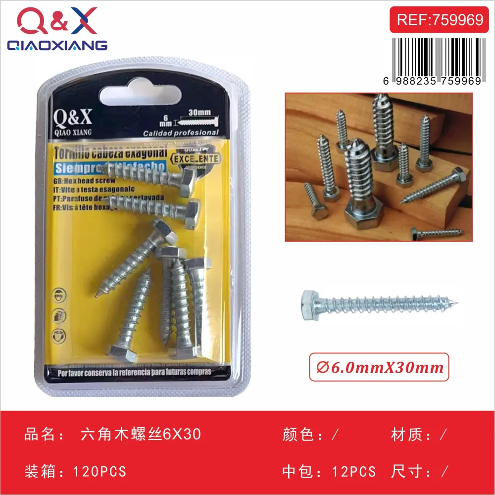 Tornillo madera hexagonal 6×30 Q&X