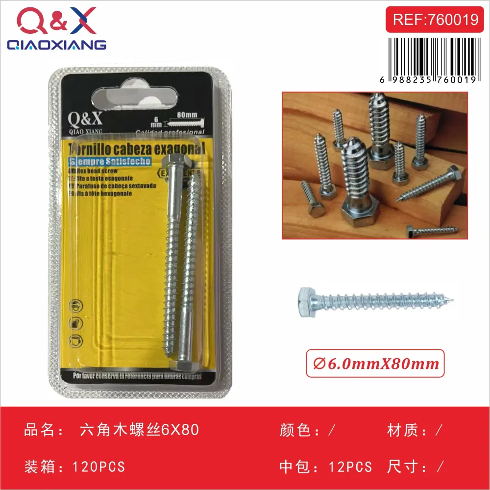 Tornillo madera hexagonal 6×80 Q&X