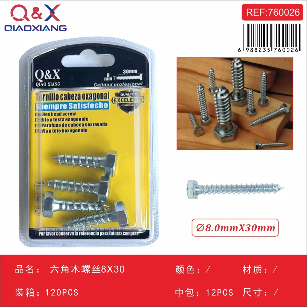 Tornillo madera hexagonal 8×30 Q&X