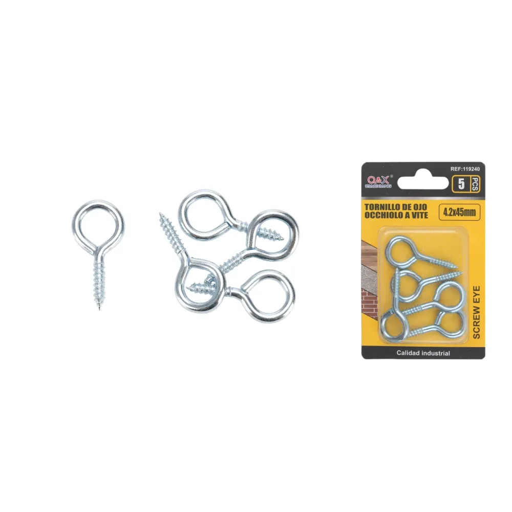 Tornillo ojo galvanizado 12# 4.2x45 mm 5 pcs Q&X