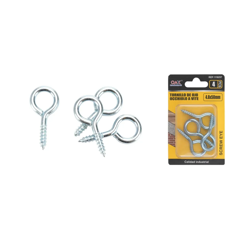 Tornillo ojo galvanizado 14# 4.8x50 mm 4 pcs Q&X