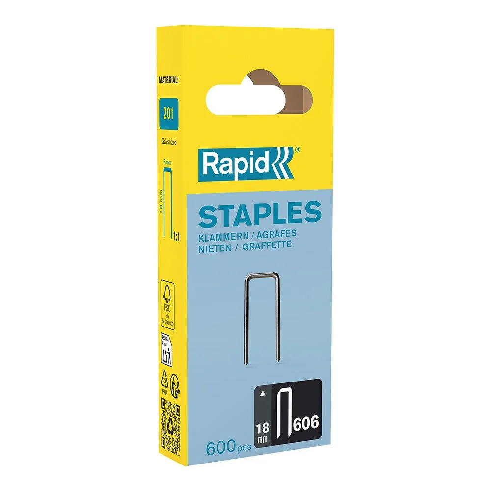 GRAPA 606 / 18 mm GALVANIZADA, 600 uds RAPID