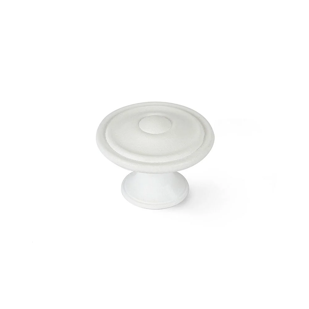 BLISTER CON 4 POMOS REDONDOS PARA MUEBLE FABRICADO EN ZAMAK ACABADO BLANCO PORO MOD.3110 Ø35mm REI