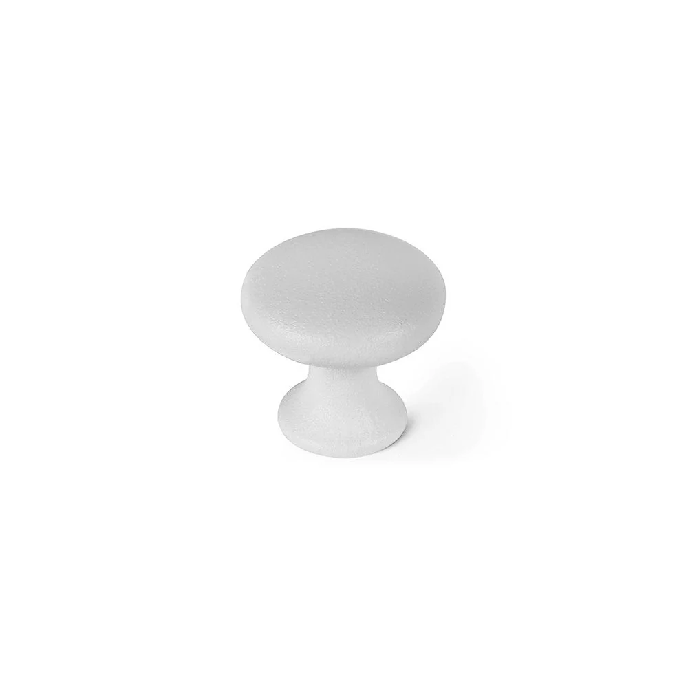 BLISTER CON 4 POMOS REDONDOS PARA MUEBLE FABRICADO EN ZAMAK ACABADO BLANCO PORO MOD. 760 Ø25mm REI