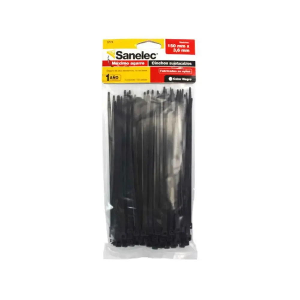 Bolsa 100 Pz Cinchos Plasticos 3.6 x 150 mm Sanelec