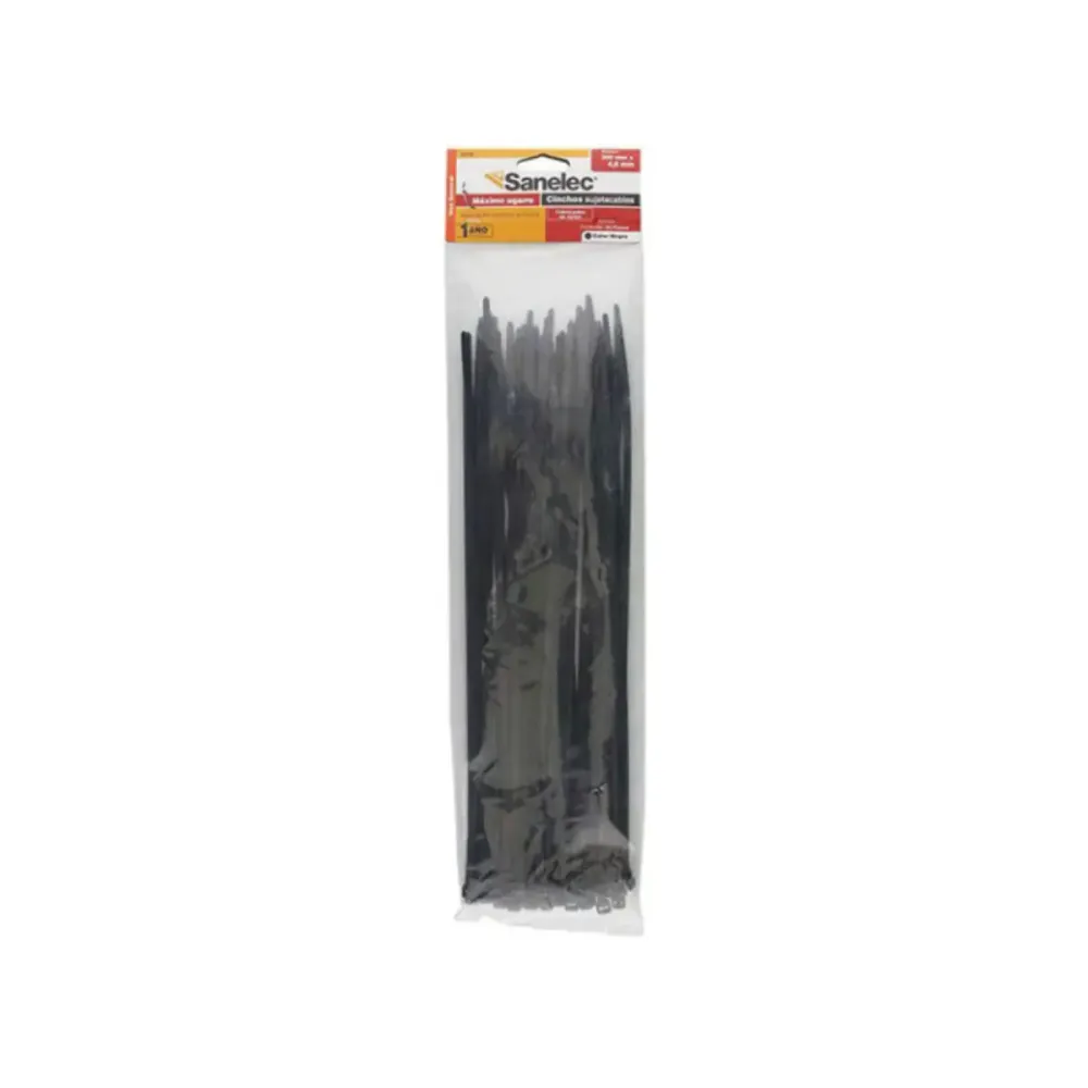 Bolsa 50 Pz Cinchos Plasticos Negro 4.8 mm X 30 cm Sanelec