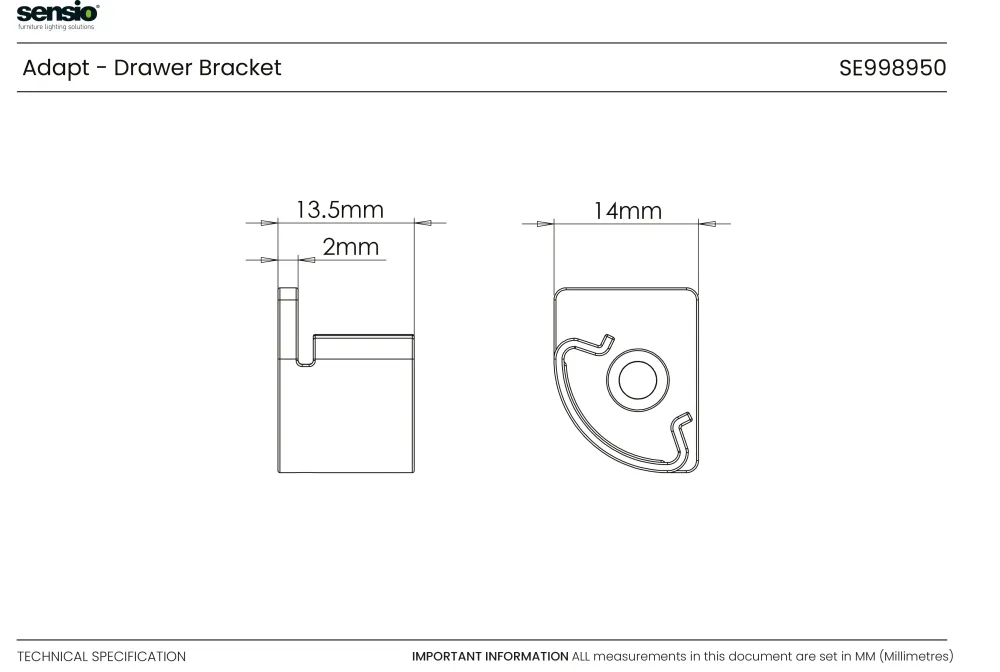 Adapt Drawer Bracket Set Sensio Lighting