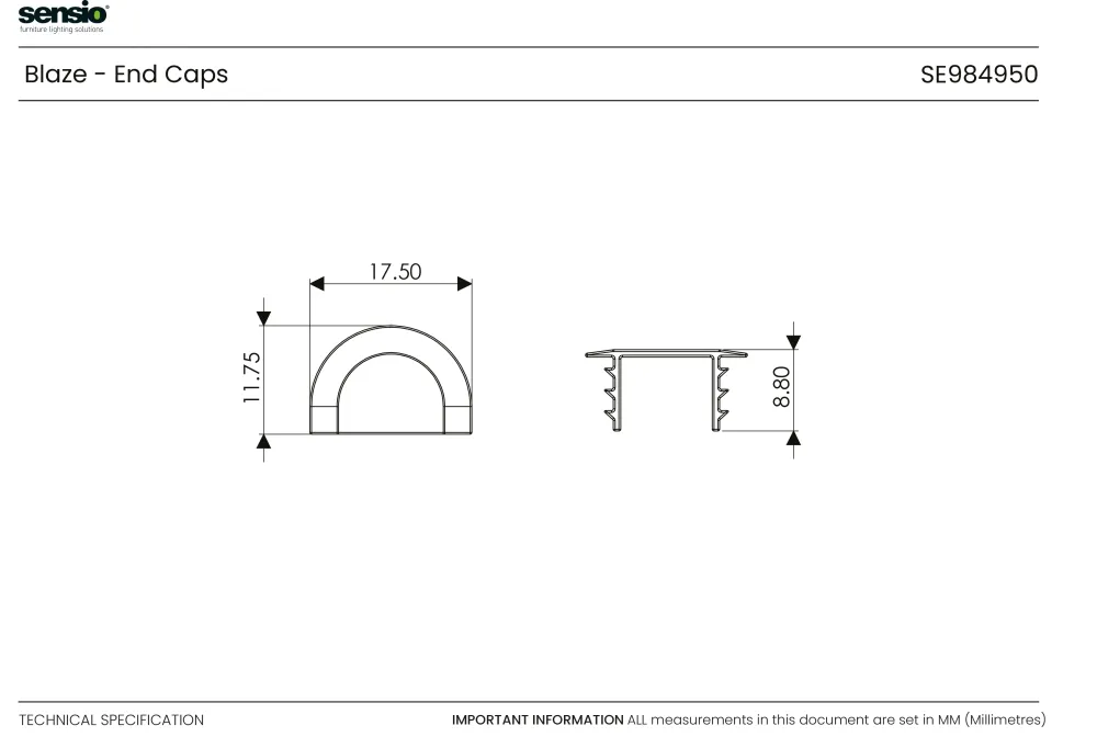 Blaze End Cap Set Sensio Lighting