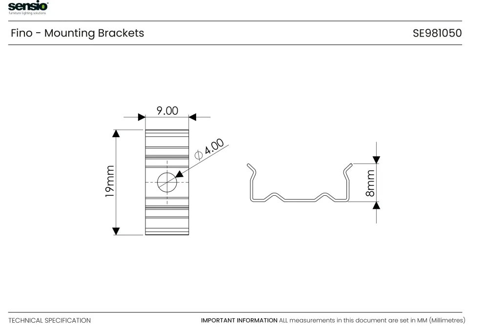 Fino Mounting Bracket Set Sensio Lighting