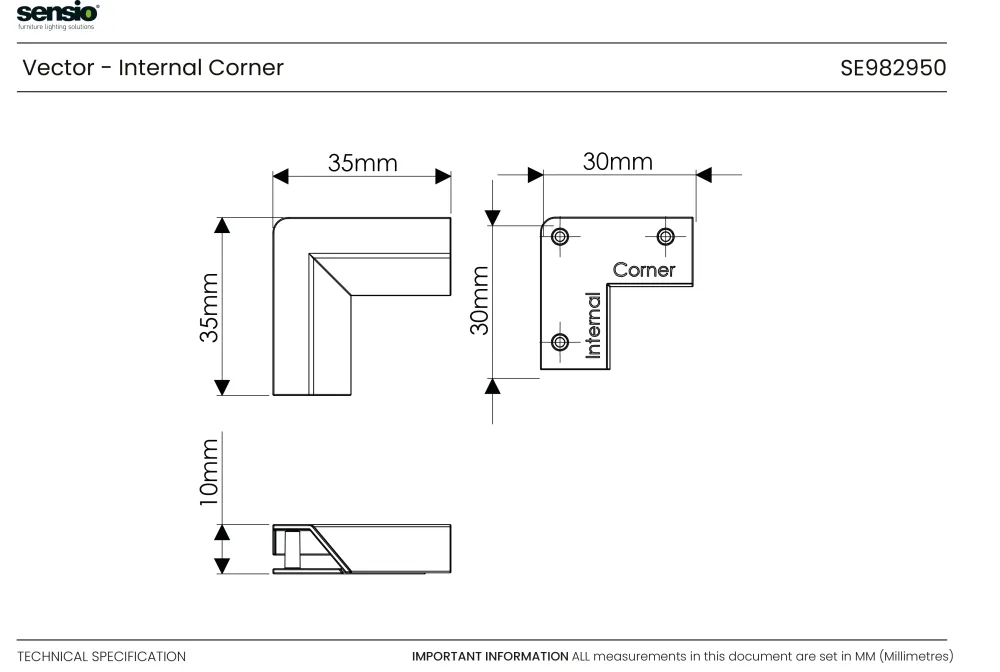 Vector Internal Corner Sensio Lighting