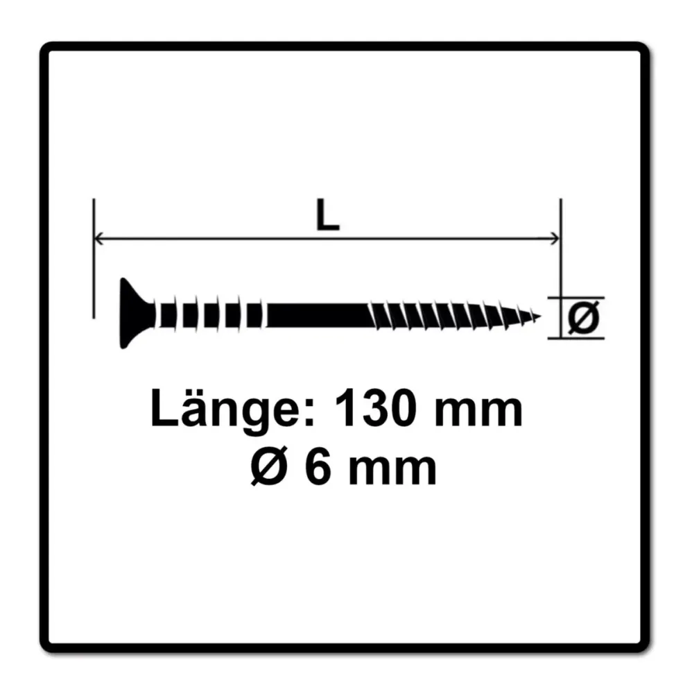Tornillo de ajuste SPAX 6,0 x 130 mm 500 piezas (5x 161010601305) rosca de ajuste con ranuras de retención cabeza plana T-...