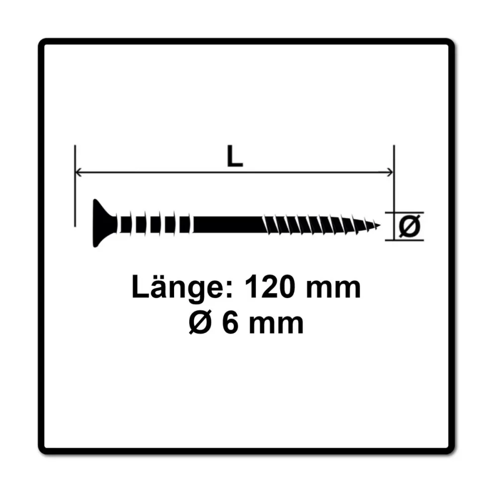 Tornillo de ajuste SPAX 6,0x120 mm 100 piezas (161010601205) rosca de ajuste con ranuras de retención cabeza plana T-STAR...