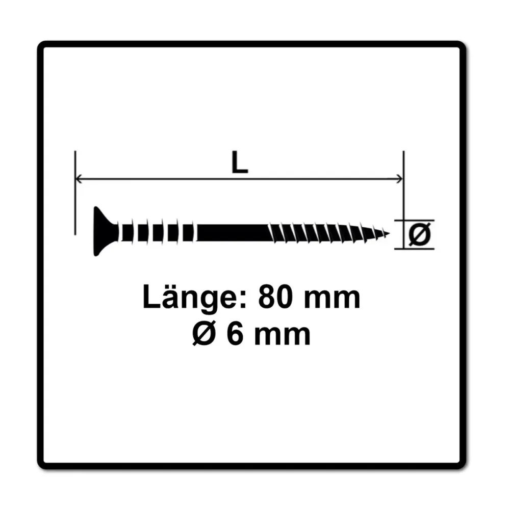 Tornillo de ajuste SPAX 6,0x80 mm 100 piezas (161010600803) rosca de ajuste con ranuras de retención cabeza plana T-STAR P...