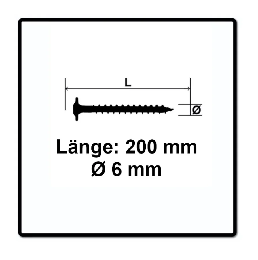 Tornillo cabeza placa SPAX HI.FORCE 6,0 x 200 mm 50 piezas (0251010602005) Torx T-Star Plus T30 rosca parcial Wirox 4Cut