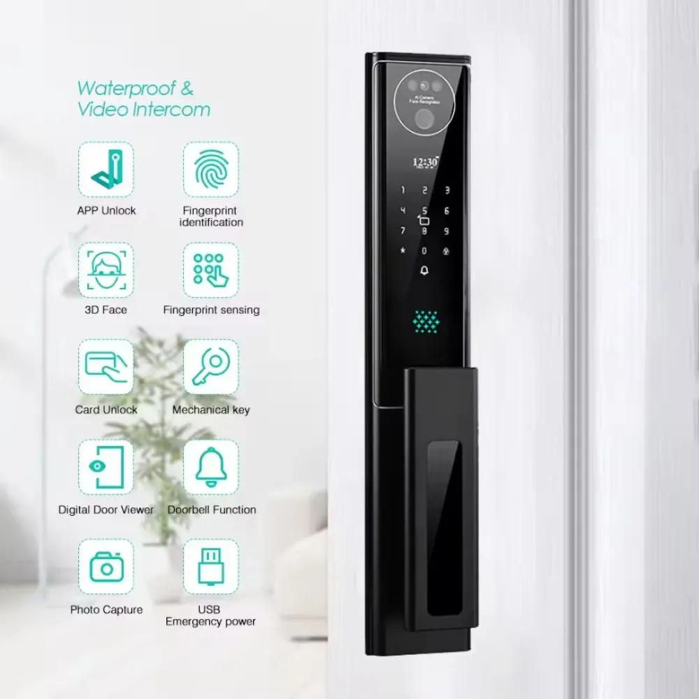Cerradura inteligente motorizada reconocimiento facial y cámara X6 plus para exterior Supportlab
