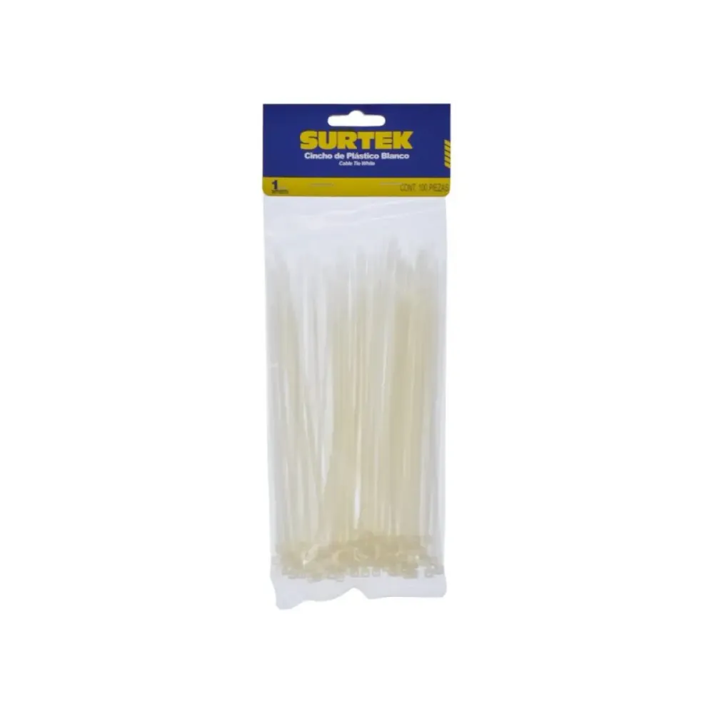 100 Cinchos Plasticos 100 x 2.5 mm Color Natural Surtek