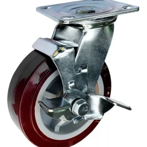 Rueda Rodaja Poliuretano Marron Giratoria Surtek Freno 6''