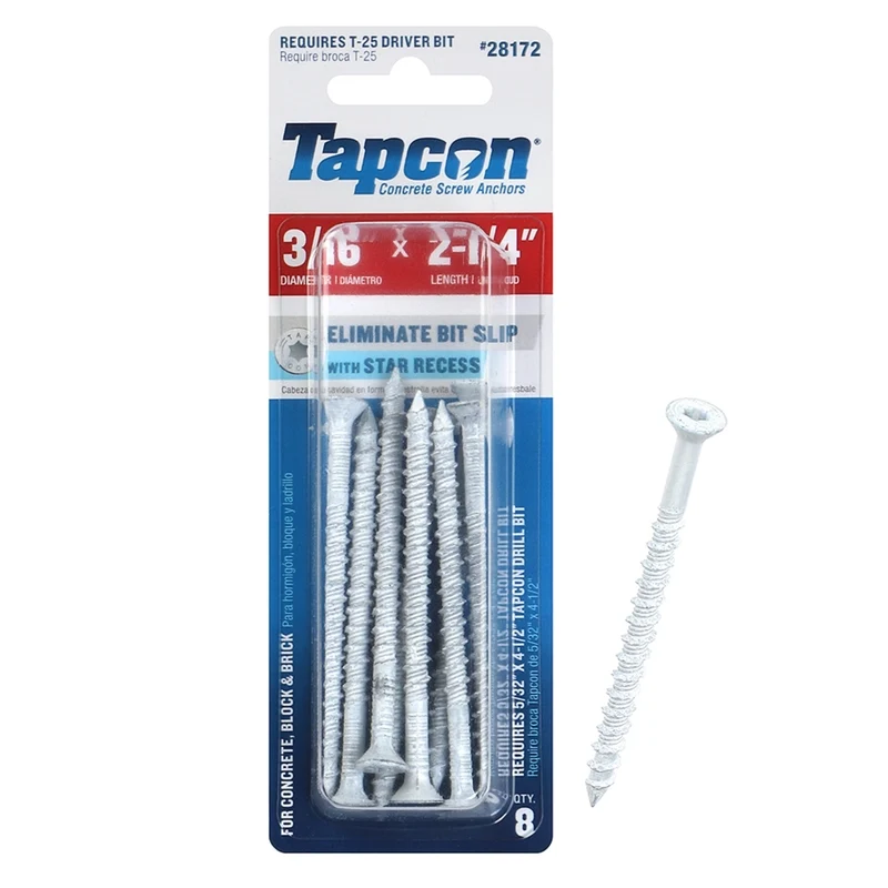 TORNILLO CON BLANCO 2-1/4" PAQUETE DE 8 Tapcon