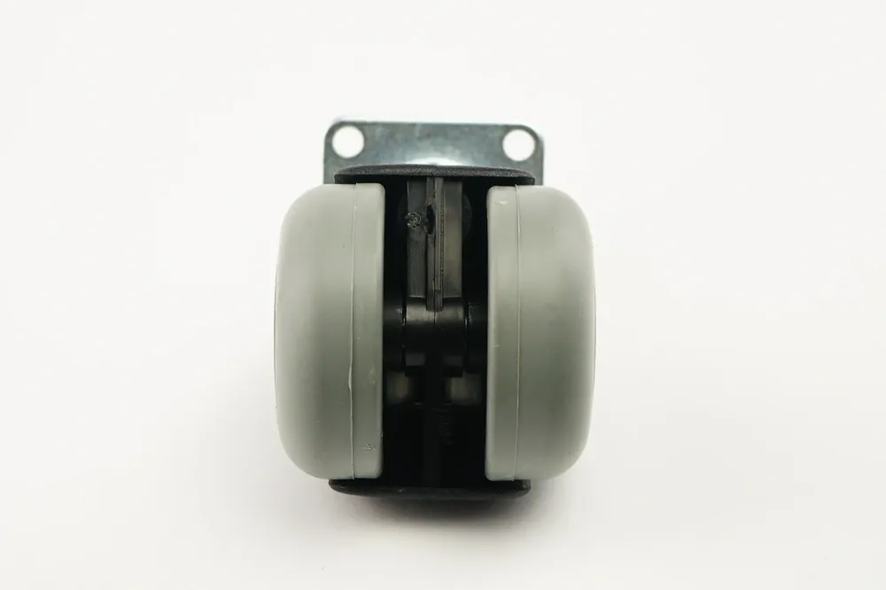 RUEDA DE POLIPROPILENO NEGRO CON BANDA GRIS CON PLACA GIRATORIA - 50 MM, 40 KG - 50 MM, 40 KG - 50 MM, 40 KG TENTE